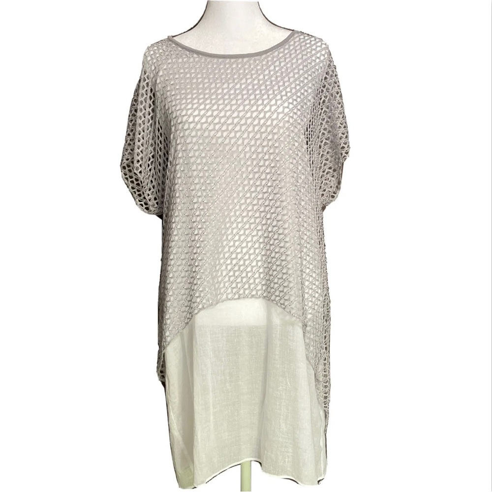 Elegant Gray Mesh Overlay Dress